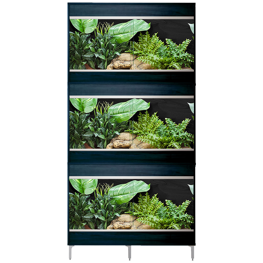VivExotic Repti Home Small Three Tier Black Vivarium - W:57.5cm x H:134cm